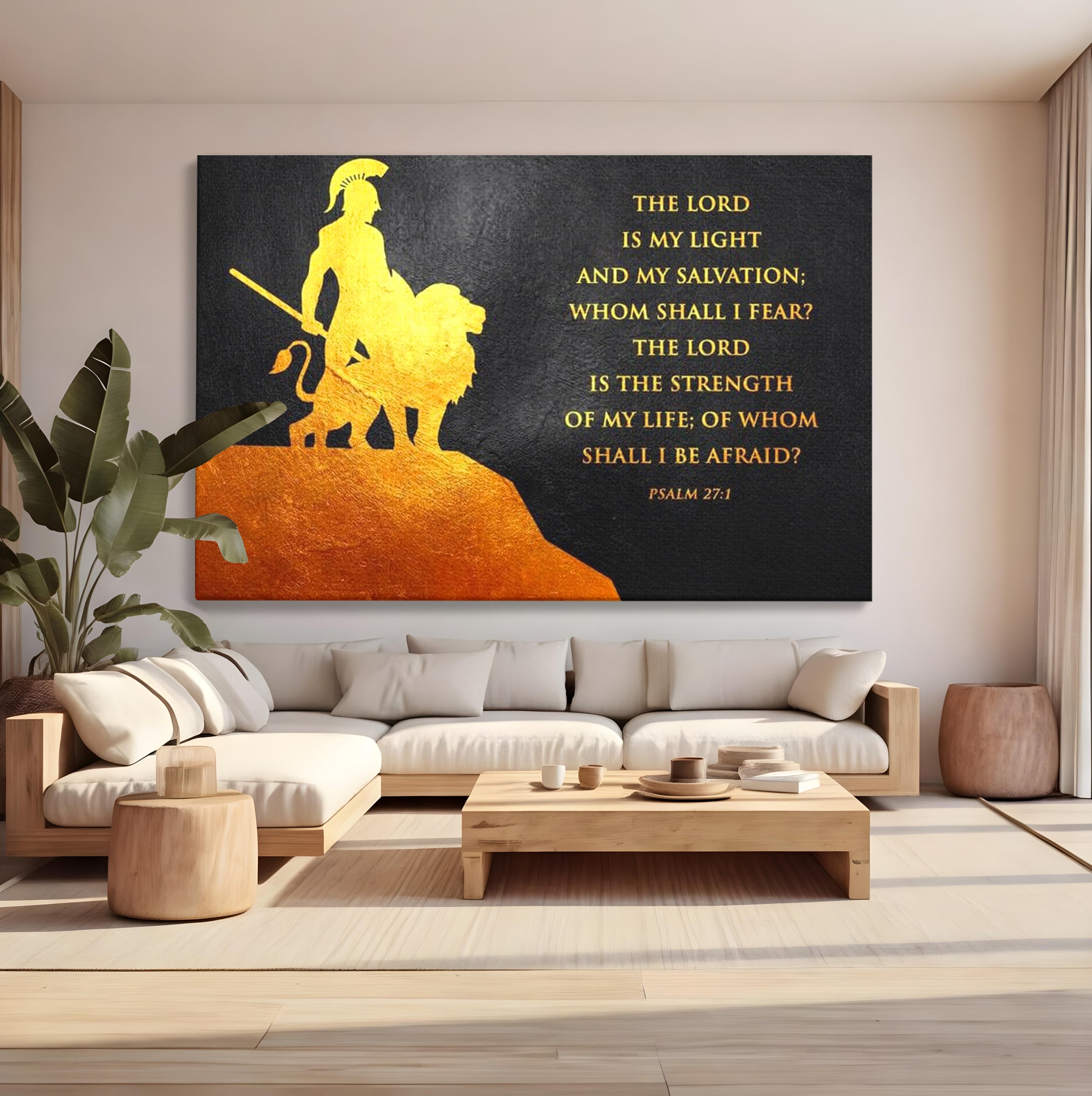 Tablou Canvas Premium LuxCanva® F1030, Puterea Unui Razboinic , Salvare, Lumina, Divin, Luptator, Leu, Living Room, Birou, Culori vibrante