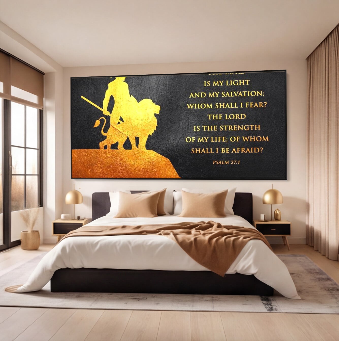Tablou Canvas Premium LuxCanva® F1030, Puterea Unui Razboinic , Salvare, Lumina, Divin, Luptator, Leu, Living Room, Birou, Culori vibrante