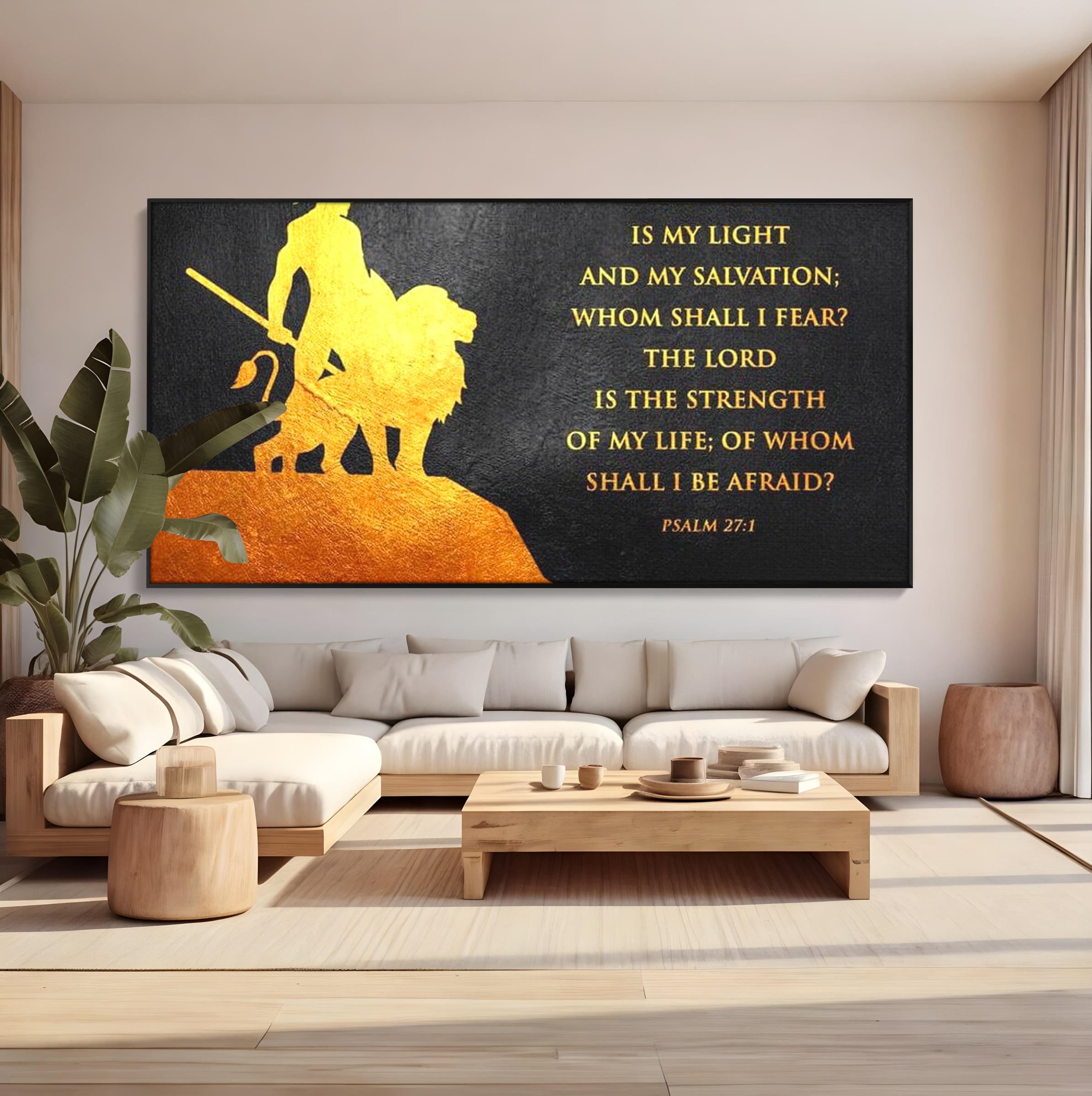 Tablou Canvas Premium LuxCanva® F1030, Puterea Unui Razboinic , Salvare, Lumina, Divin, Luptator, Leu, Living Room, Birou, Culori vibrante