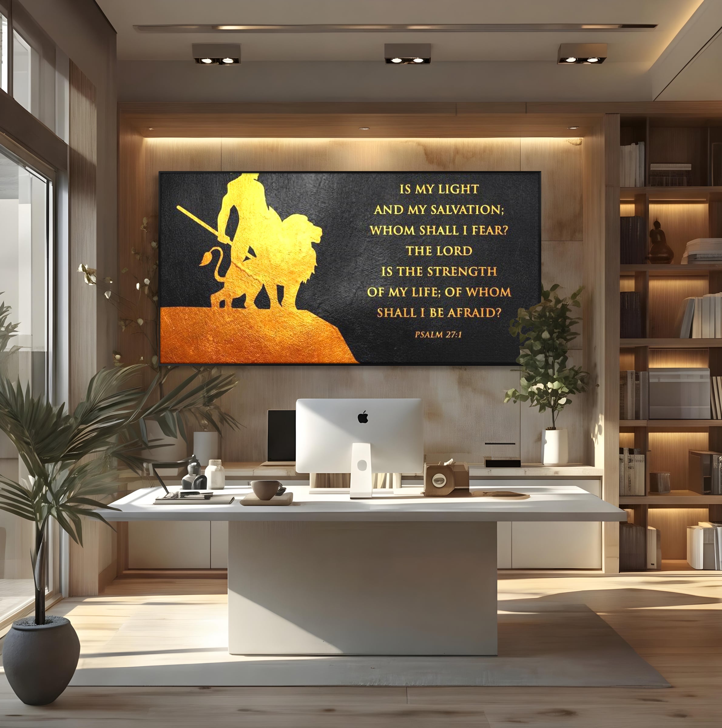 Tablou Canvas Premium LuxCanva® F1030, Puterea Unui Razboinic , Salvare, Lumina, Divin, Luptator, Leu, Living Room, Birou, Culori vibrante