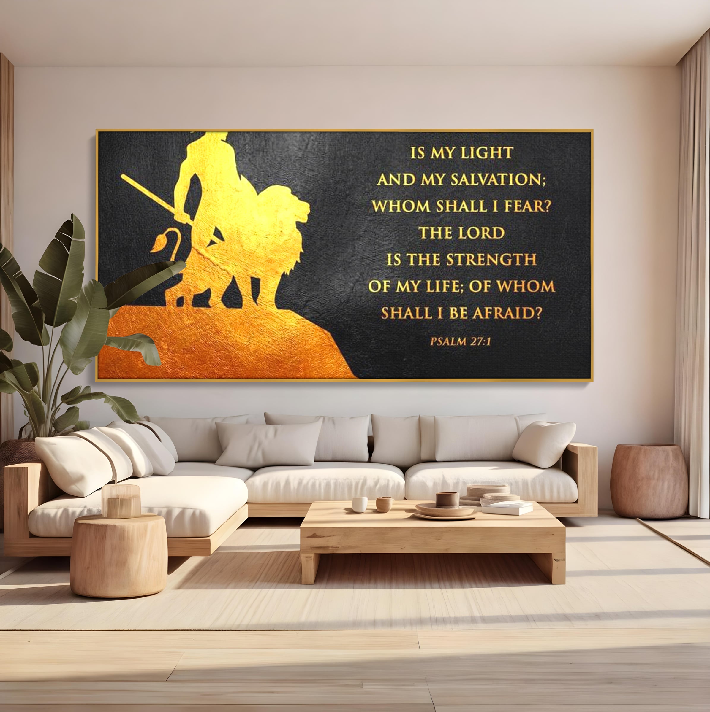 Tablou Canvas Premium LuxCanva® F1030, Puterea Unui Razboinic , Salvare, Lumina, Divin, Luptator, Leu, Living Room, Birou, Culori vibrante