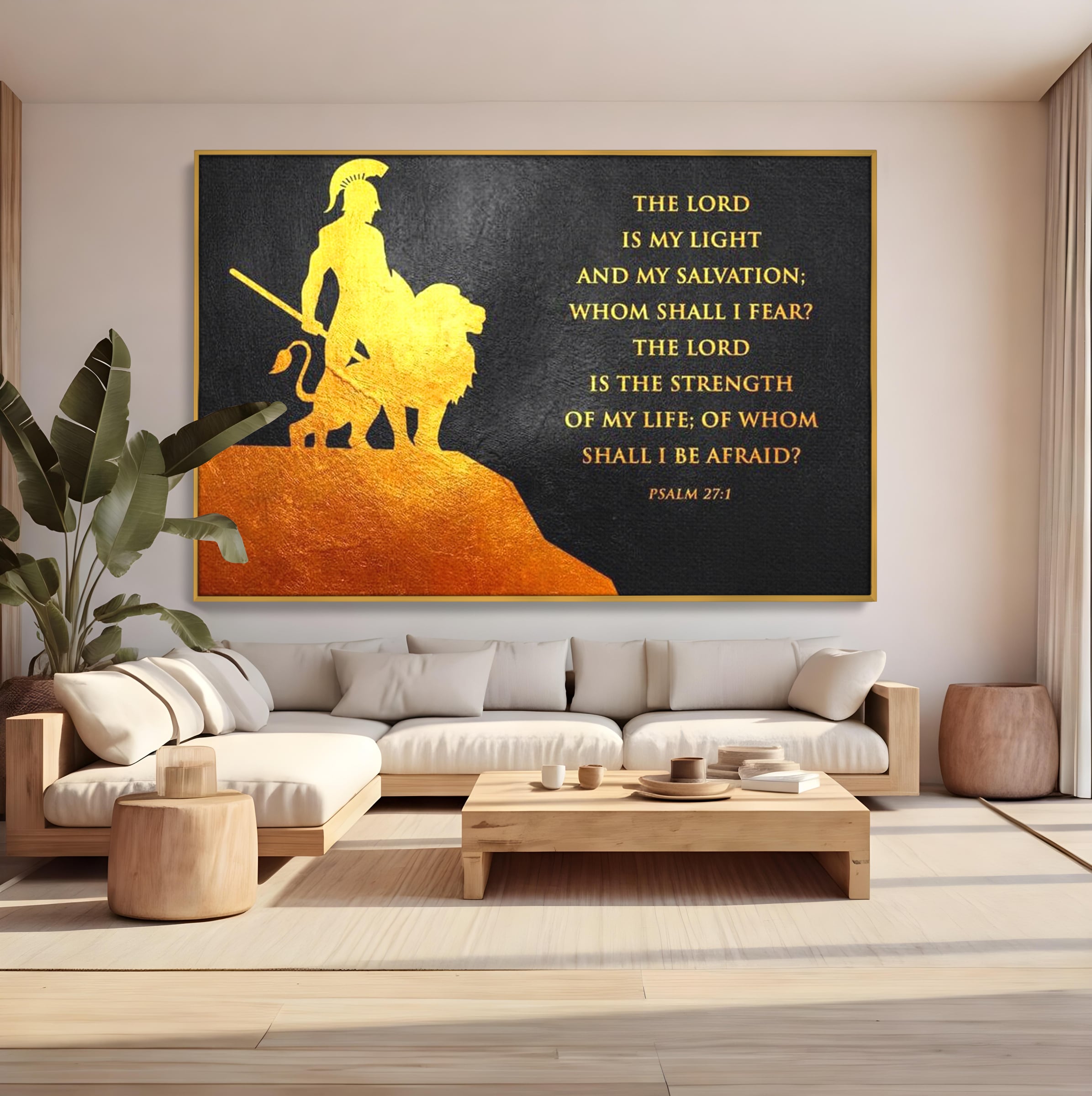 Tablou Canvas Premium LuxCanva® F1030, Puterea Unui Razboinic , Salvare, Lumina, Divin, Luptator, Leu, Living Room, Birou, Culori vibrante