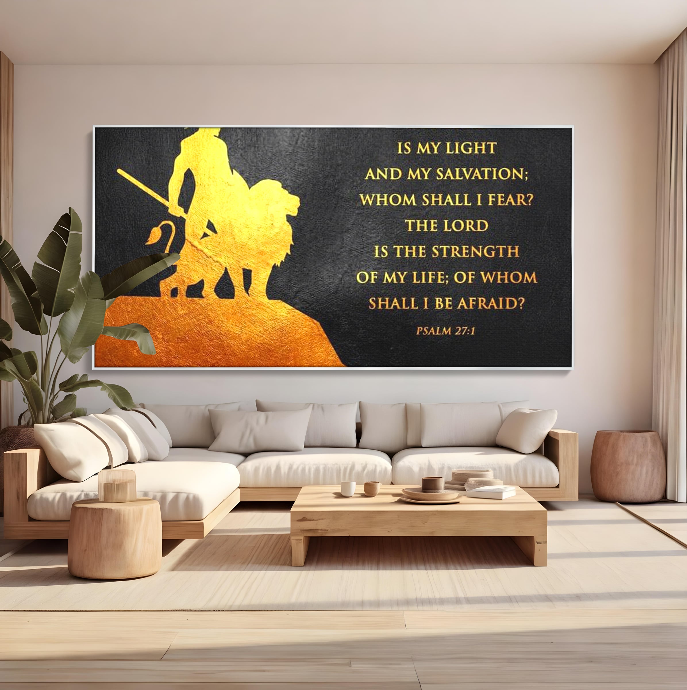 Tablou Canvas Premium LuxCanva® F1030, Puterea Unui Razboinic , Salvare, Lumina, Divin, Luptator, Leu, Living Room, Birou, Culori vibrante