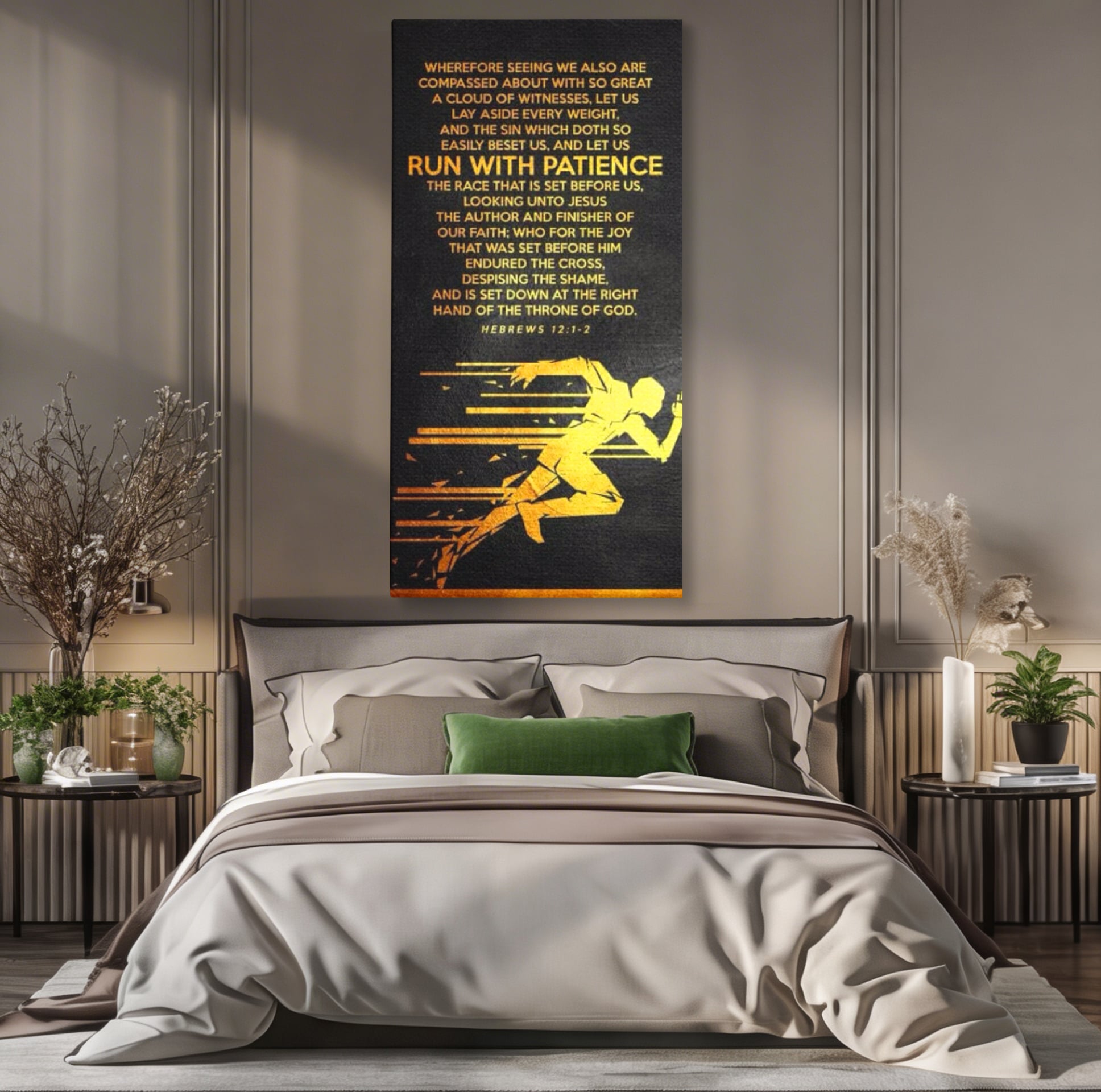 Tablou Canvas Premium LuxCanva® F1031, Alearga Spre Victorie , Verset, Biblic, Alergare, Rabdare, Perseverenta, Living Room, Birou, Culori vibrante