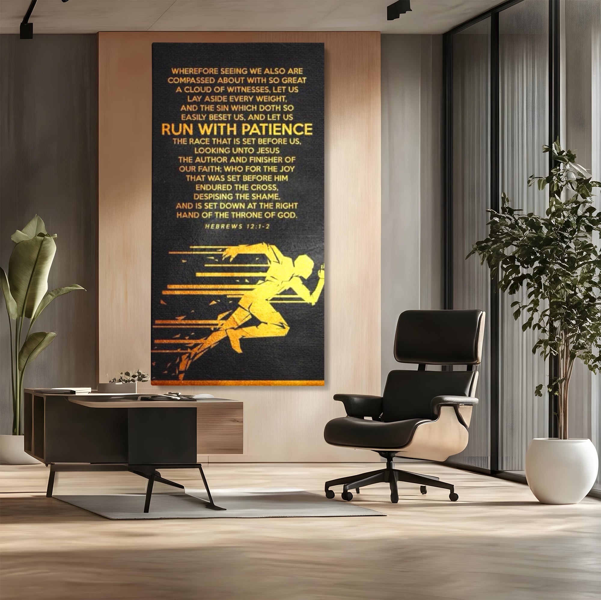 Tablou Canvas Premium LuxCanva® F1031, Alearga Spre Victorie , Verset, Biblic, Alergare, Rabdare, Perseverenta, Living Room, Birou, Culori vibrante