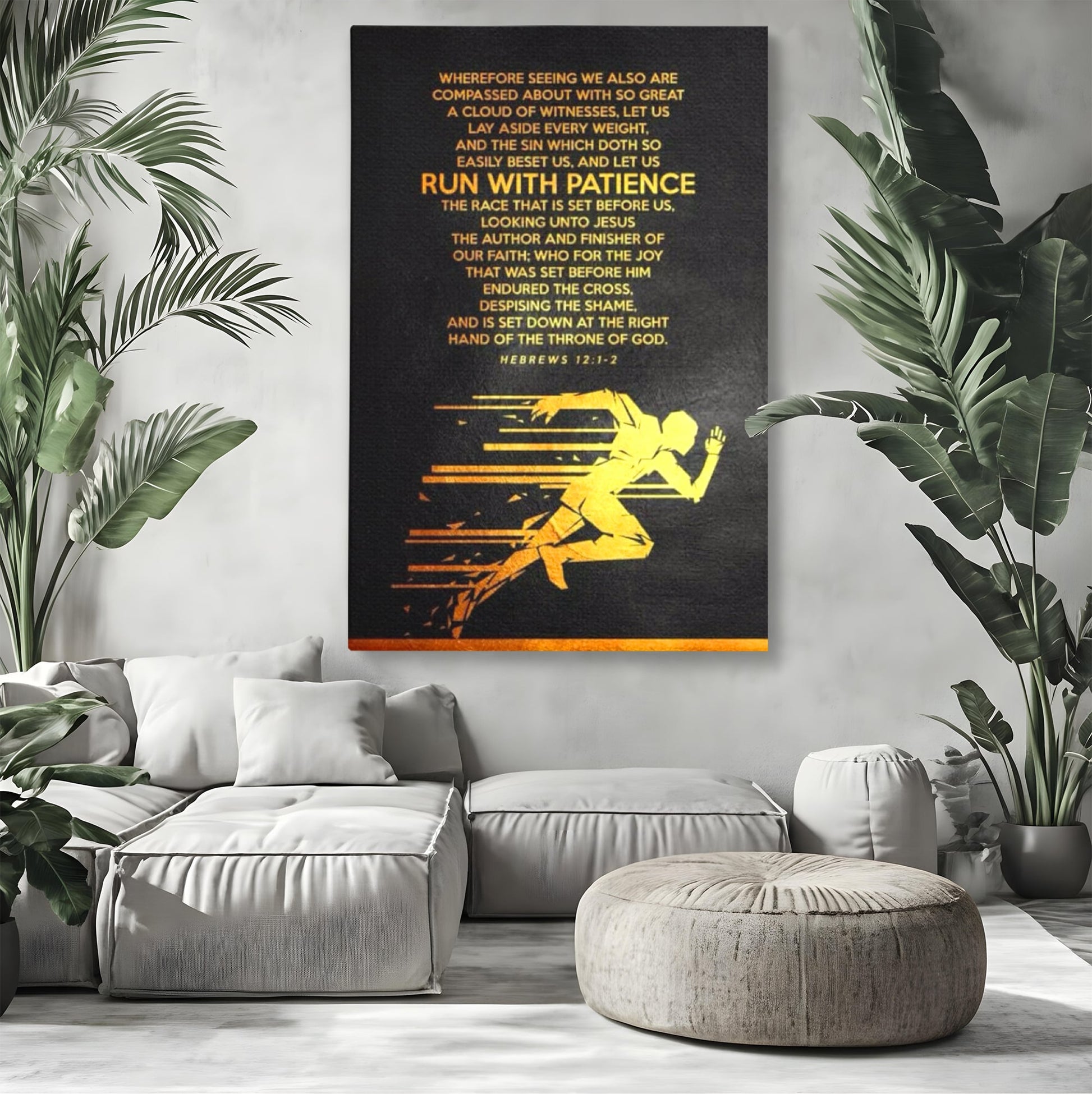 Tablou Canvas Premium LuxCanva® F1031, Alearga Spre Victorie , Verset, Biblic, Alergare, Rabdare, Perseverenta, Living Room, Birou, Culori vibrante