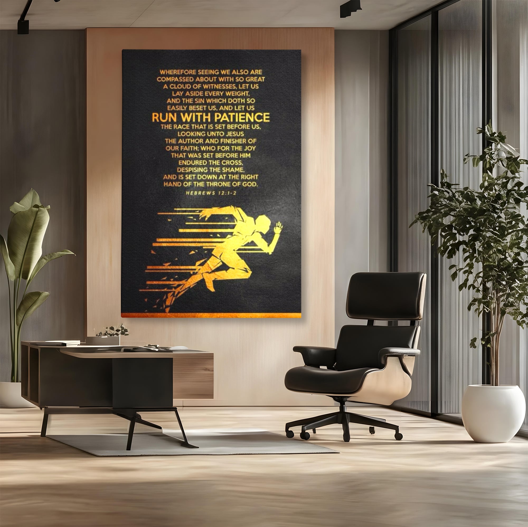 Tablou Canvas Premium LuxCanva® F1031, Alearga Spre Victorie , Verset, Biblic, Alergare, Rabdare, Perseverenta, Living Room, Birou, Culori vibrante