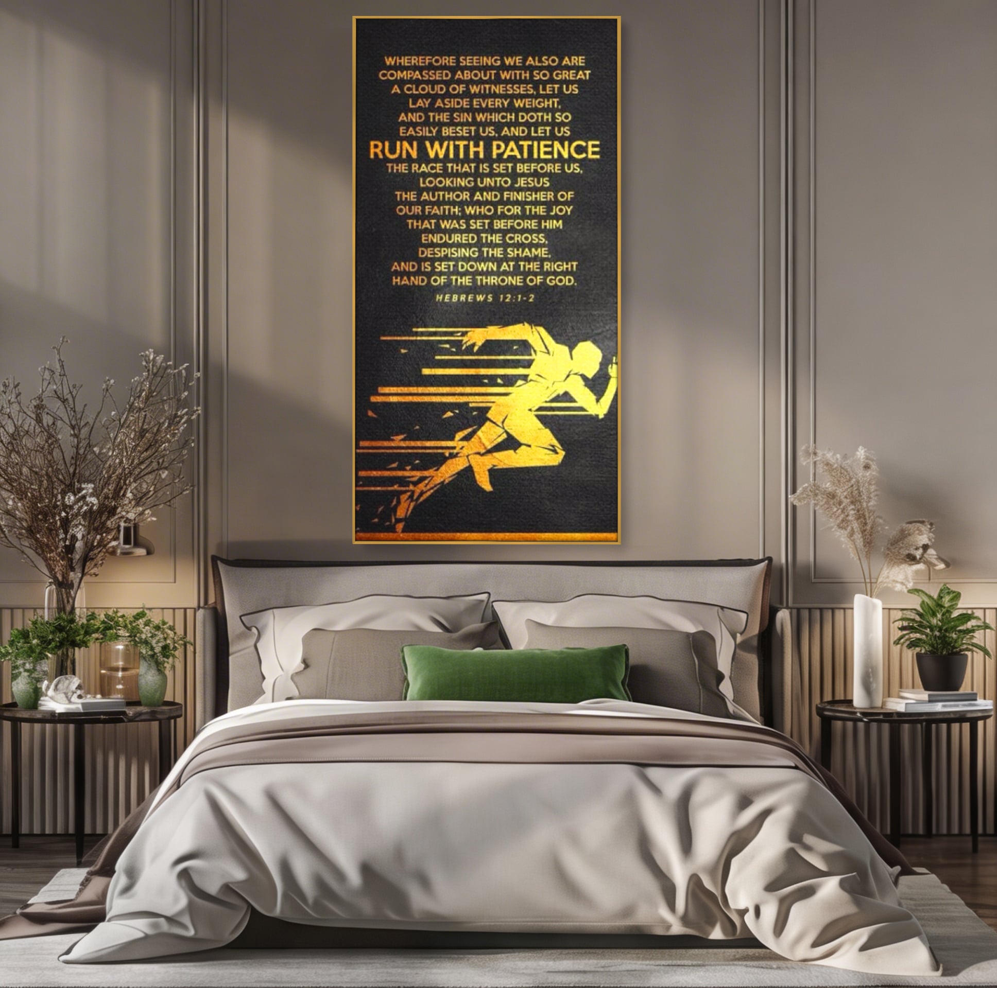 Tablou Canvas Premium LuxCanva® F1031, Alearga Spre Victorie , Verset, Biblic, Alergare, Rabdare, Perseverenta, Living Room, Birou, Culori vibrante