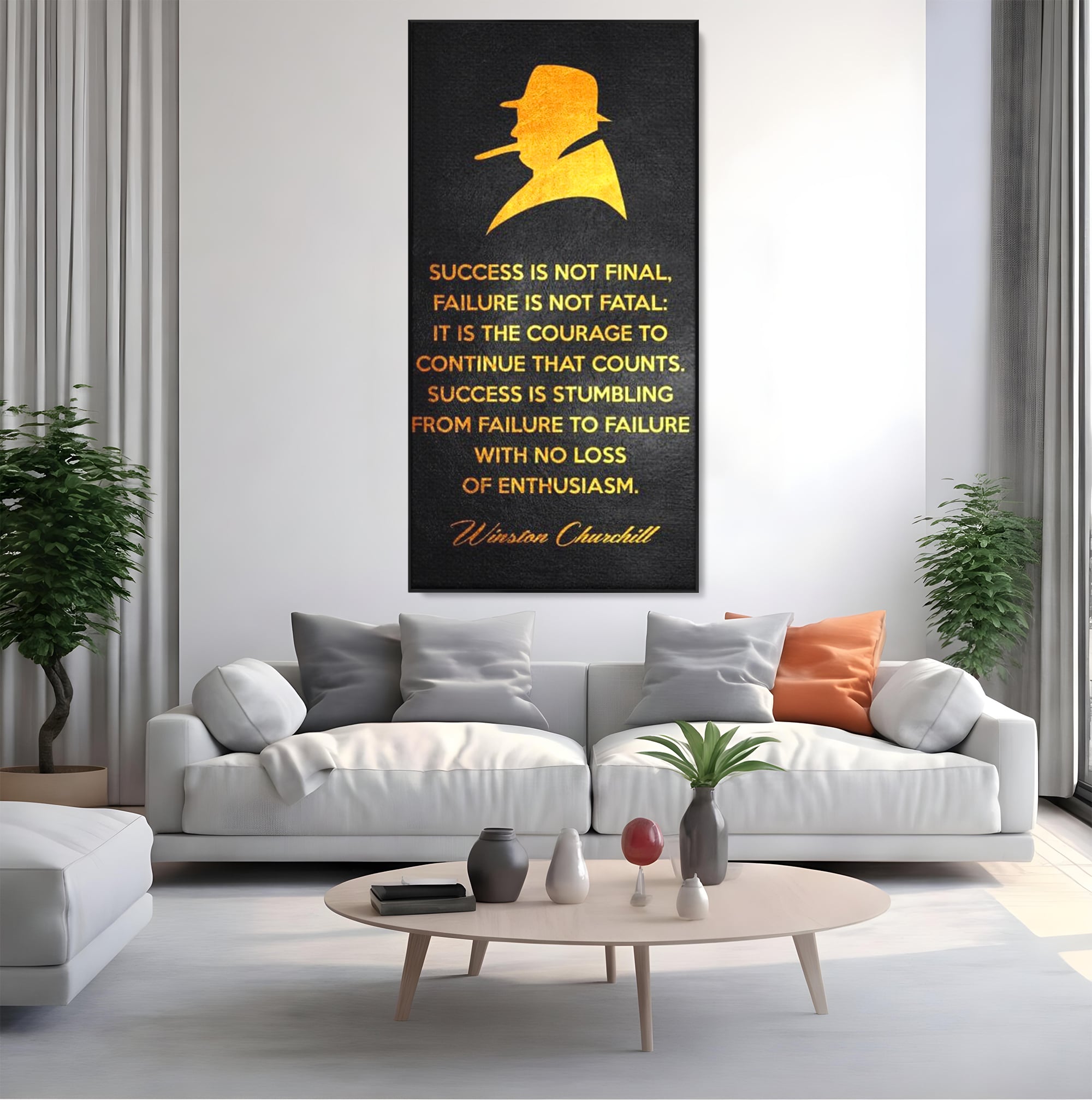 Tablou Canvas Premium LuxCanva® F1033, Gandeste Ca Un Lider , Churchill, Lideri, Motivatie, Perseverenta, Succes, Living Room, Birou, Culori vibrante