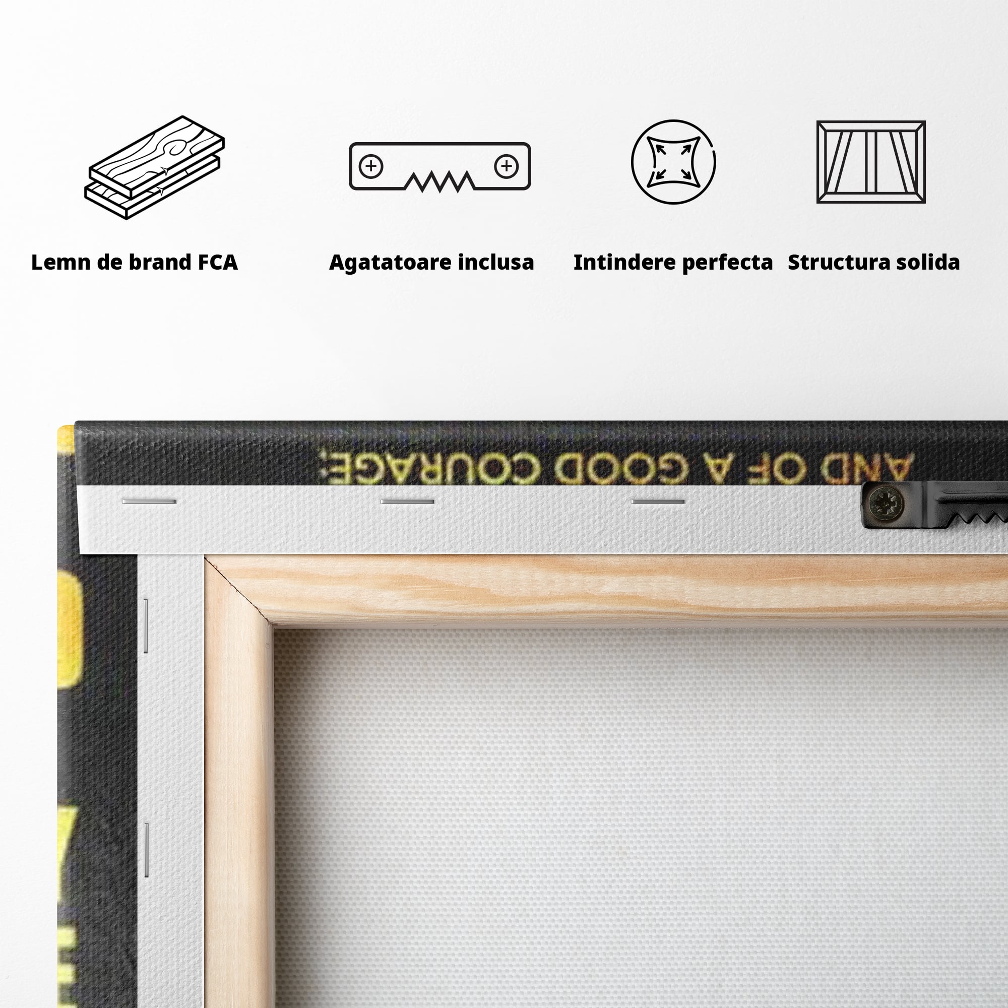 Tablou Canvas Premium LuxCanva® F1034, Incredere Si Protectie Divina , Puternic, Curajos, Victorie, Inspirational, Living Room, Birou, Culori vibrante