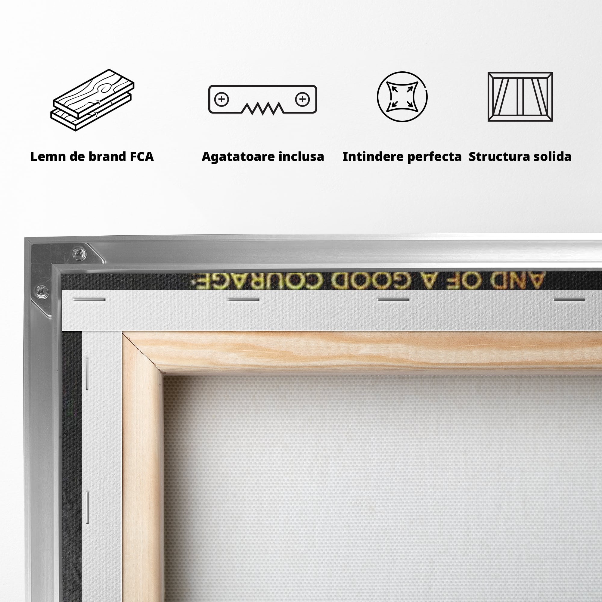 Tablou Canvas Premium LuxCanva® F1034, Incredere Si Protectie Divina , Puternic, Curajos, Victorie, Inspirational, Living Room, Birou, Culori vibrante