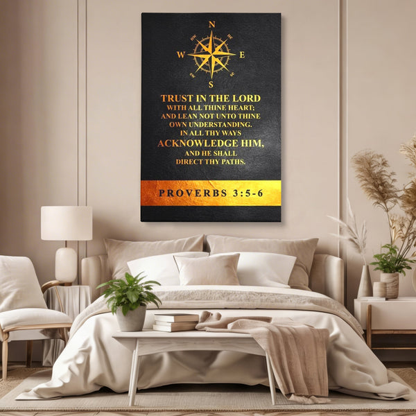 Tablou Canvas Premium LuxCanva® F1037, Urmeaza Busola Divina , Busola, Credinta, Cale, Arta, Religie, Viata, Living Room, Birou, Culori vibrante
