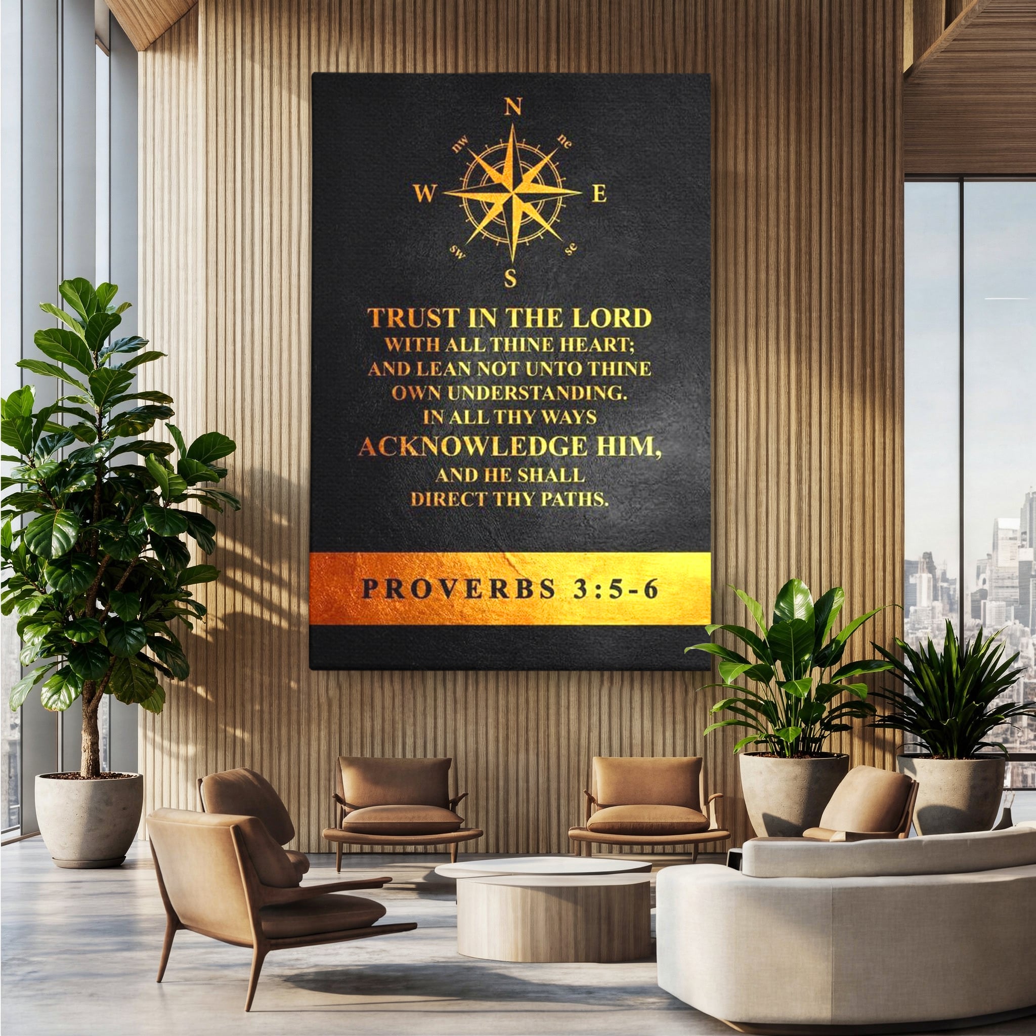 Tablou Canvas Premium LuxCanva® F1037, Urmeaza Busola Divina , Busola, Credinta, Cale, Arta, Religie, Viata, Living Room, Birou, Culori vibrante