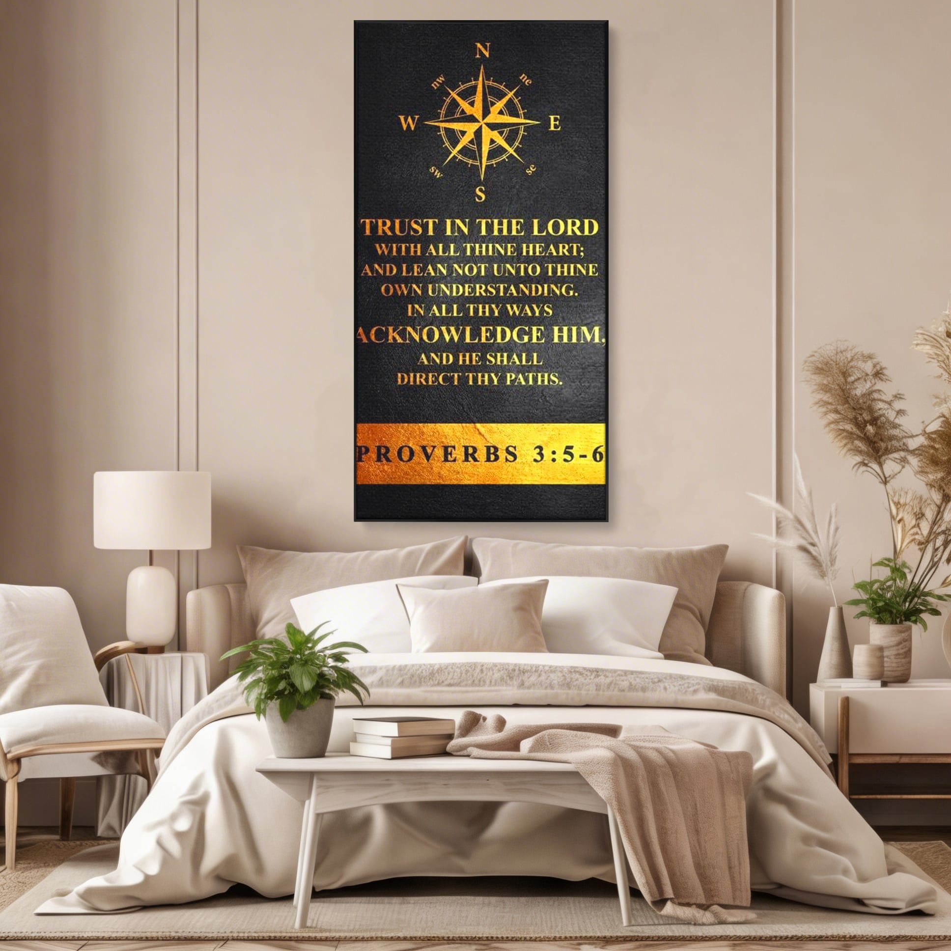 Tablou Canvas Premium LuxCanva® F1037, Urmeaza Busola Divina , Busola, Credinta, Cale, Arta, Religie, Viata, Living Room, Birou, Culori vibrante
