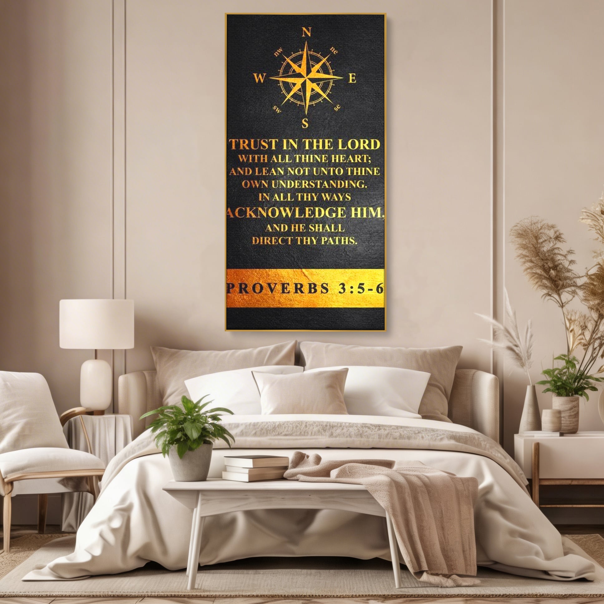 Tablou Canvas Premium LuxCanva® F1037, Urmeaza Busola Divina , Busola, Credinta, Cale, Arta, Religie, Viata, Living Room, Birou, Culori vibrante