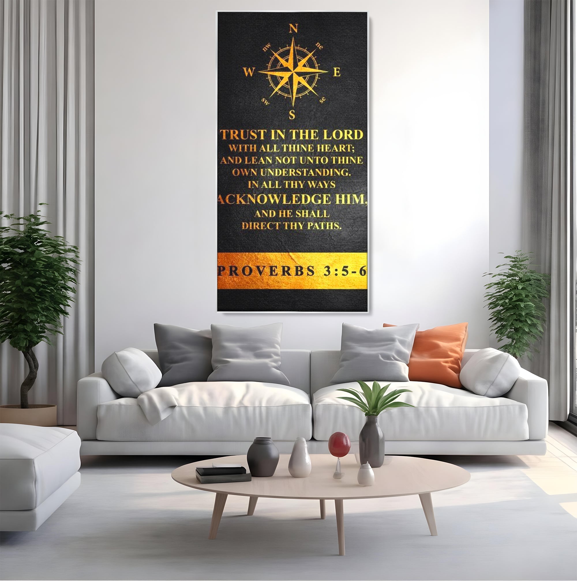 Tablou Canvas Premium LuxCanva® F1037, Urmeaza Busola Divina , Busola, Credinta, Cale, Arta, Religie, Viata, Living Room, Birou, Culori vibrante