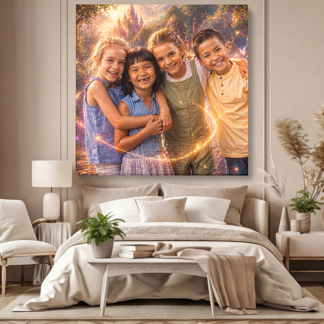 Tablou Personalizat Fantasy Magic | Cupluri / copii | Patrat