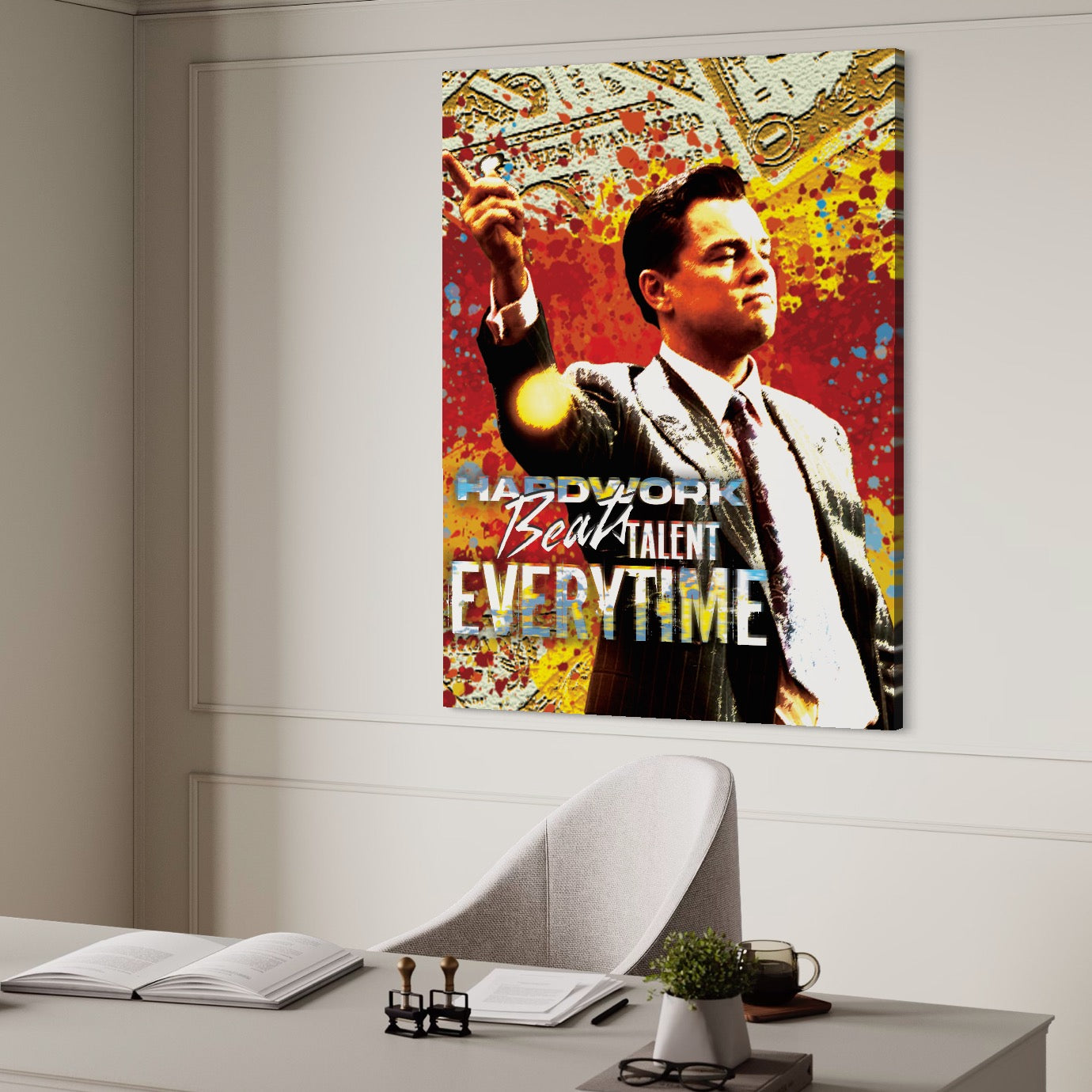 Tablou Canvas Premium LuxCanva® B1027, Wall Street ,  Decorativ, Film American, DiCaprio, Motivational, Culori Vibrante