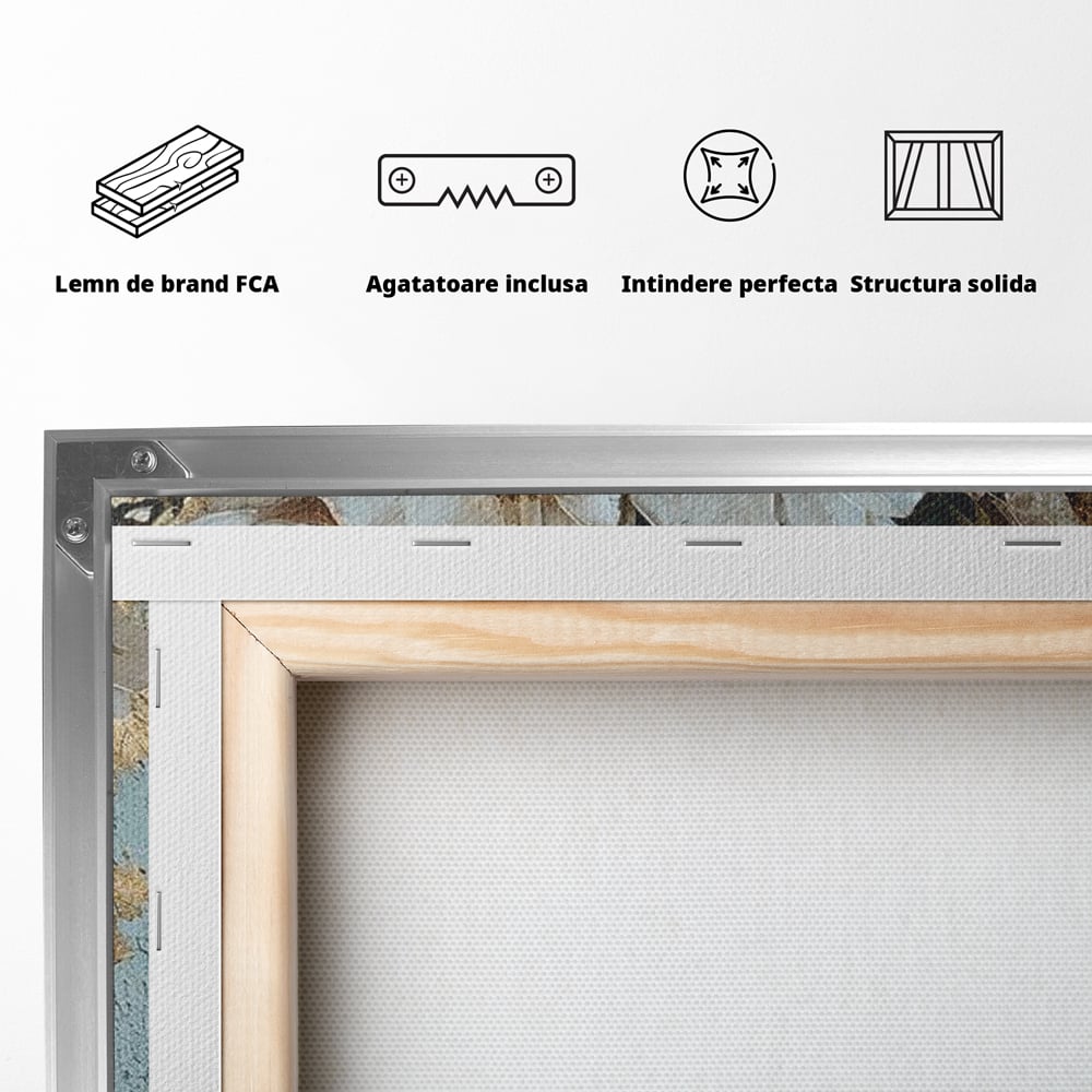 Tablou Canvas Premium LuxCanva® G1000, Ganduri Inflorite ,  Flori, Frumusete, Alb, Auriu, Petale, Estetica, Portret, Living, Dormitor, Culori vibrante