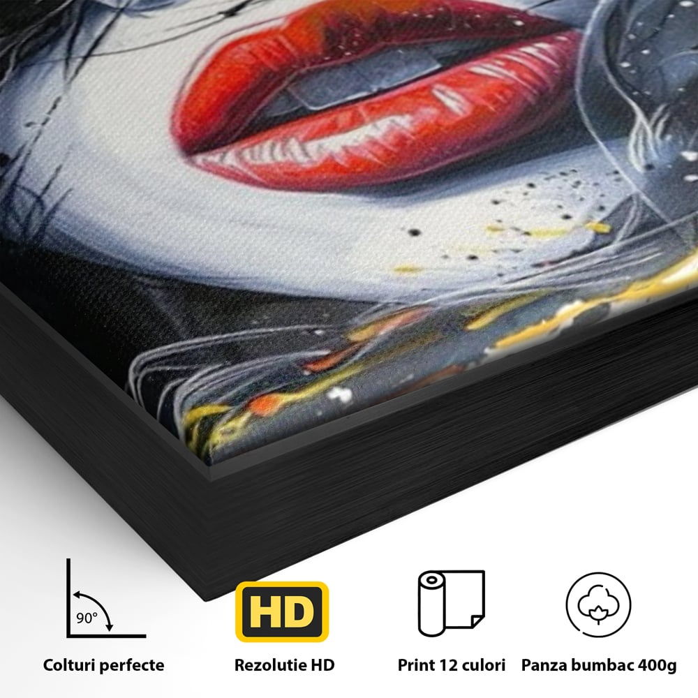 Tablou Canvas Premium LuxCanva® G1002, Mister In Culori , Buze, Rosii, Dramatism, Abstract, Frumusete, Haos, Living, Dormitor, Culori vibrante