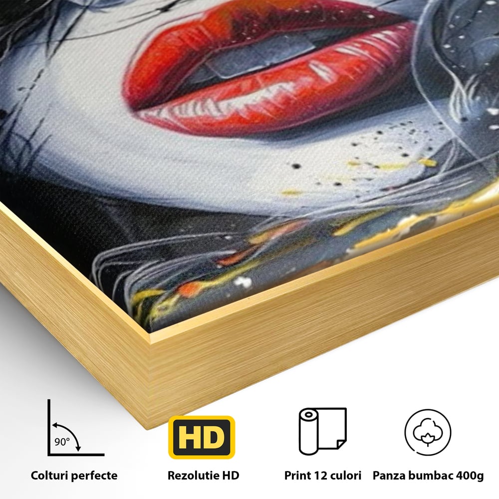 Tablou Canvas Premium LuxCanva® G1002, Mister In Culori , Buze, Rosii, Dramatism, Abstract, Frumusete, Haos, Living, Dormitor, Culori vibrante