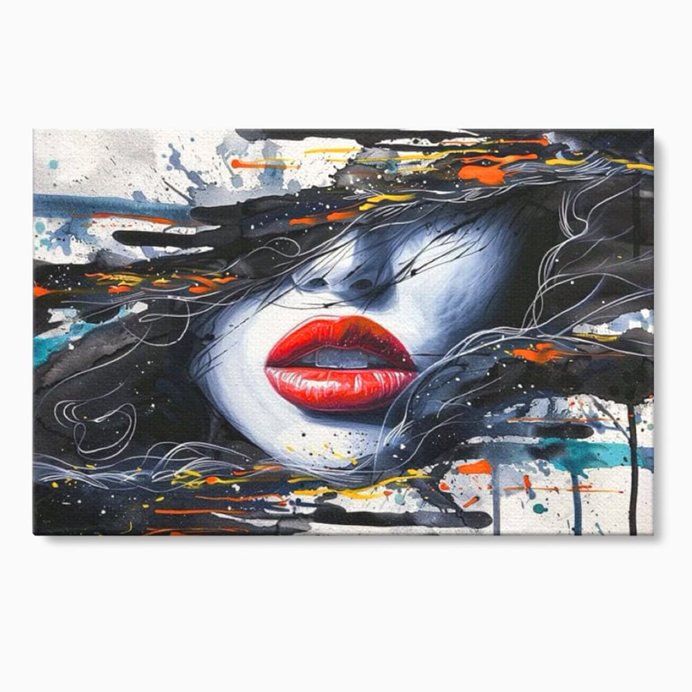 Tablou Canvas Premium LuxCanva® G1002, Mister In Culori , Buze, Rosii, Dramatism, Abstract, Frumusete, Haos, Living, Dormitor, Culori vibrante
