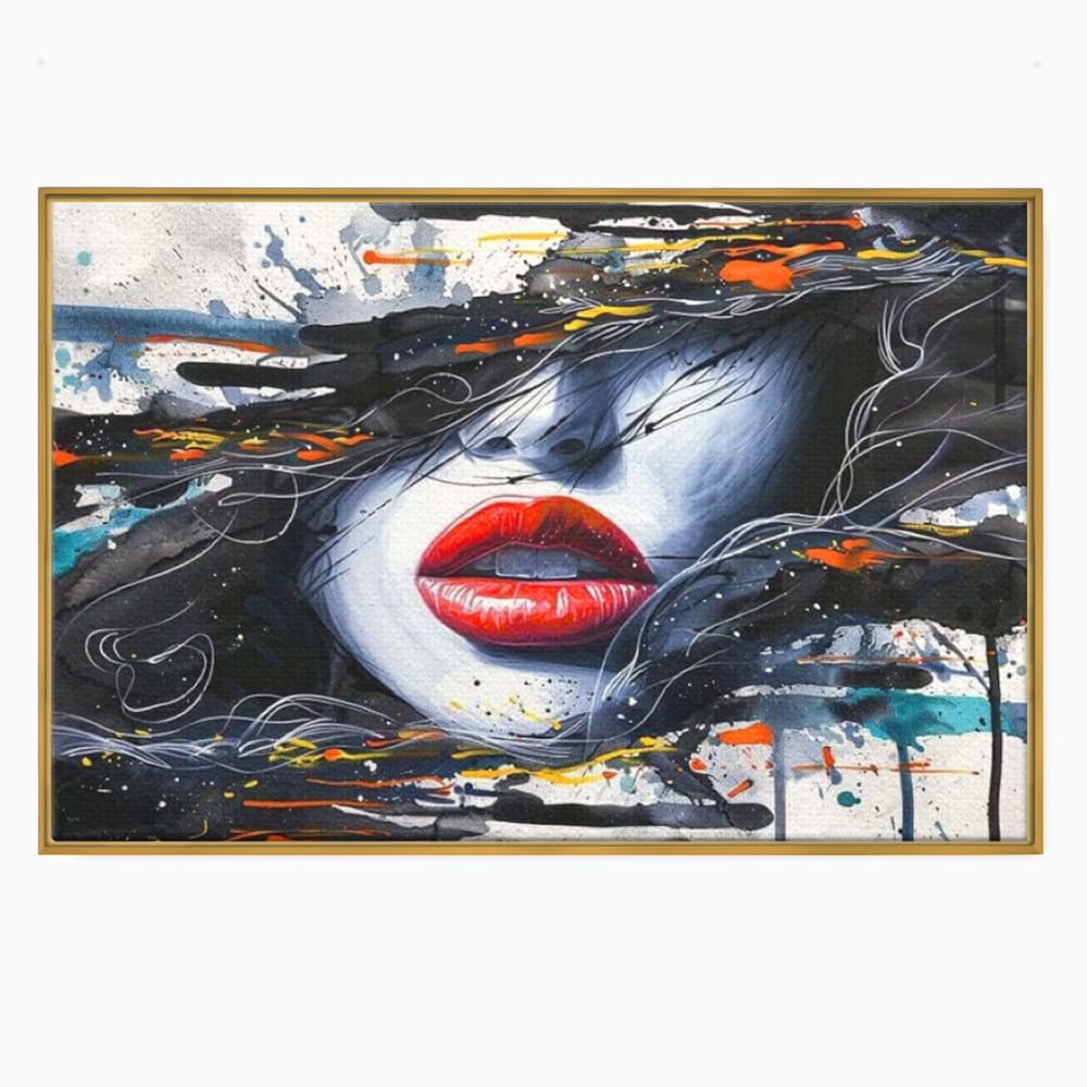 Tablou Canvas Premium LuxCanva® G1002, Mister In Culori , Buze, Rosii, Dramatism, Abstract, Frumusete, Haos, Living, Dormitor, Culori vibrante