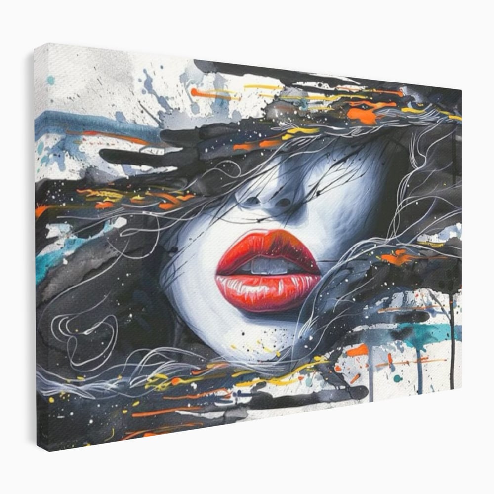 Tablou Canvas Premium LuxCanva® G1002, Mister In Culori , Buze, Rosii, Dramatism, Abstract, Frumusete, Haos, Living, Dormitor, Culori vibrante