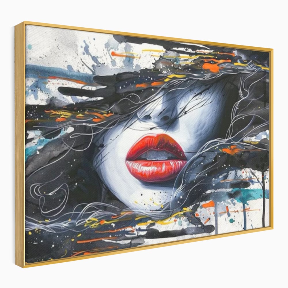 Tablou Canvas Premium LuxCanva® G1002, Mister In Culori , Buze, Rosii, Dramatism, Abstract, Frumusete, Haos, Living, Dormitor, Culori vibrante