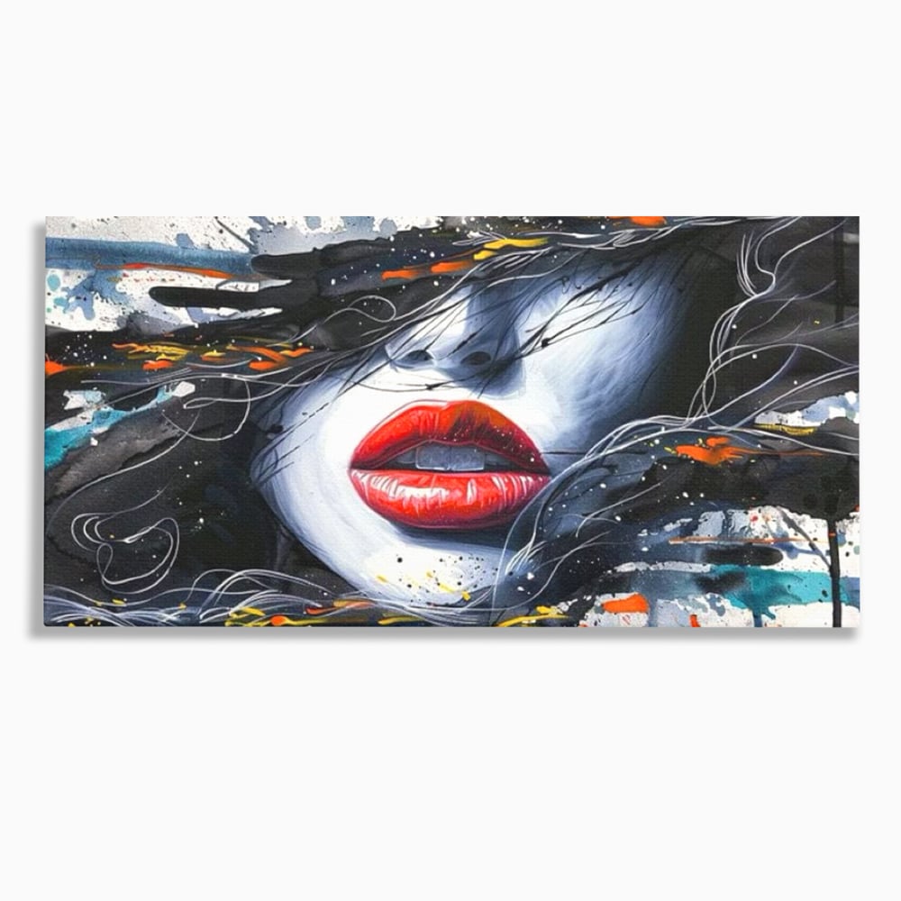 Tablou Canvas Premium LuxCanva® G1002, Mister In Culori , Buze, Rosii, Dramatism, Abstract, Frumusete, Haos, Living, Dormitor, Culori vibrante
