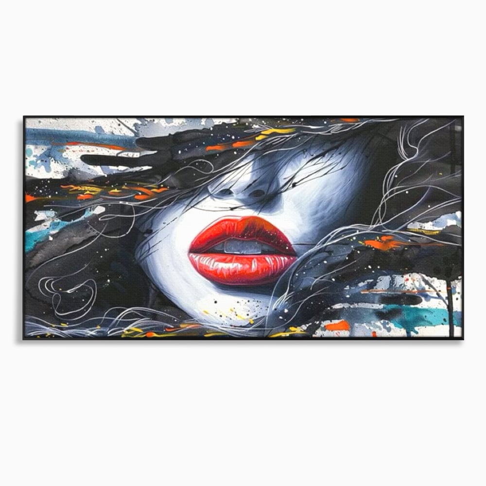 Tablou Canvas Premium LuxCanva® G1002, Mister In Culori , Buze, Rosii, Dramatism, Abstract, Frumusete, Haos, Living, Dormitor, Culori vibrante