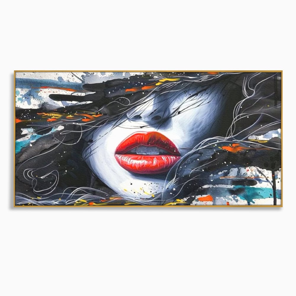 Tablou Canvas Premium LuxCanva® G1002, Mister In Culori , Buze, Rosii, Dramatism, Abstract, Frumusete, Haos, Living, Dormitor, Culori vibrante