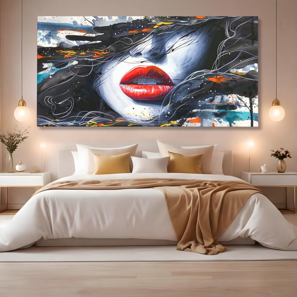 Tablou Canvas Premium LuxCanva® G1002, Mister In Culori , Buze, Rosii, Dramatism, Abstract, Frumusete, Haos, Living, Dormitor, Culori vibrante