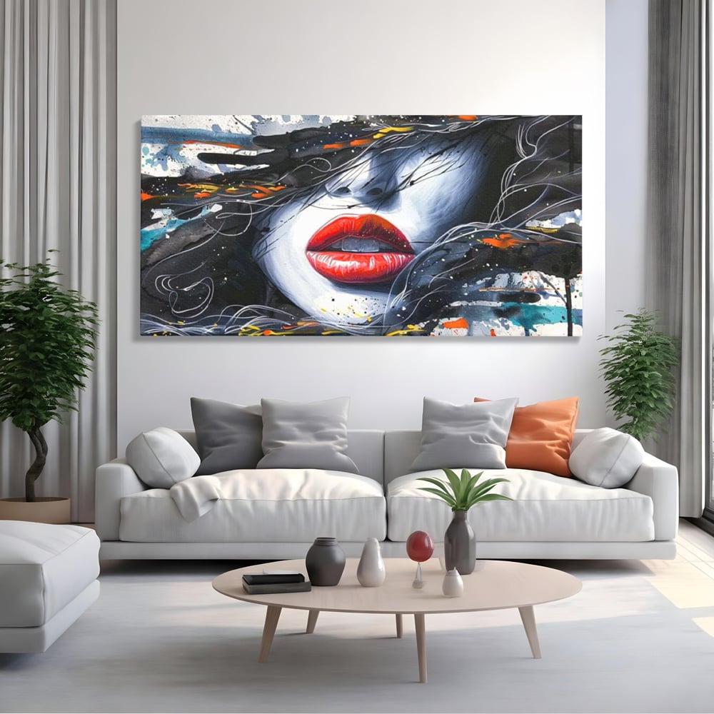 Tablou Canvas Premium LuxCanva® G1002, Mister In Culori , Buze, Rosii, Dramatism, Abstract, Frumusete, Haos, Living, Dormitor, Culori vibrante