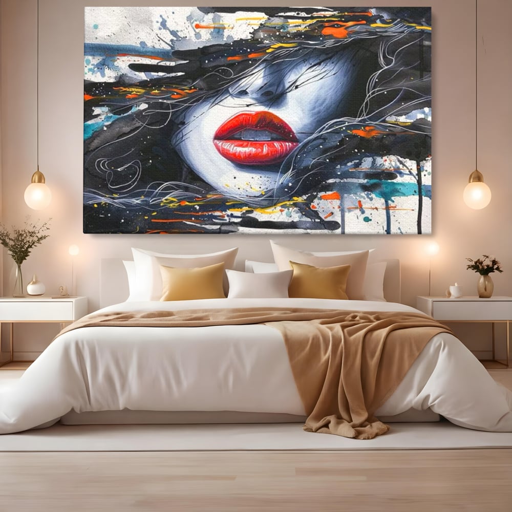 Tablou Canvas Premium LuxCanva® G1002, Mister In Culori , Buze, Rosii, Dramatism, Abstract, Frumusete, Haos, Living, Dormitor, Culori vibrante