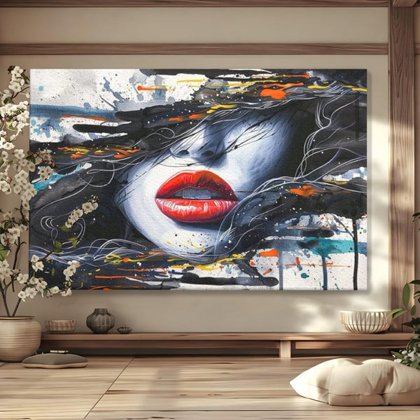 Tablou Canvas Premium LuxCanva® G1002, Mister In Culori , Buze, Rosii, Dramatism, Abstract, Frumusete, Haos, Living, Dormitor, Culori vibrante
