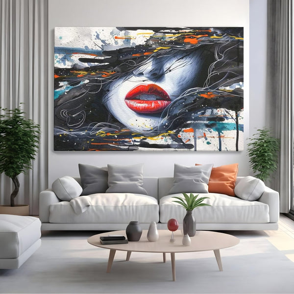 Tablou Canvas Premium LuxCanva® G1002, Mister In Culori , Buze, Rosii, Dramatism, Abstract, Frumusete, Haos, Living, Dormitor, Culori vibrante