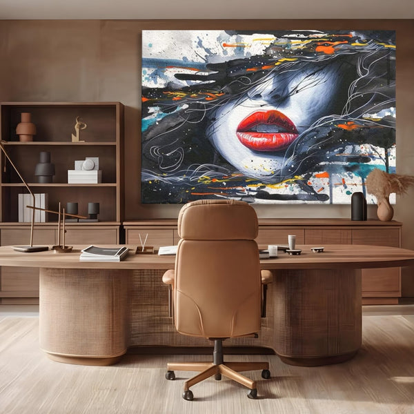 Tablou Canvas Premium LuxCanva® G1002, Mister In Culori , Buze, Rosii, Dramatism, Abstract, Frumusete, Haos, Living, Dormitor, Culori vibrante
