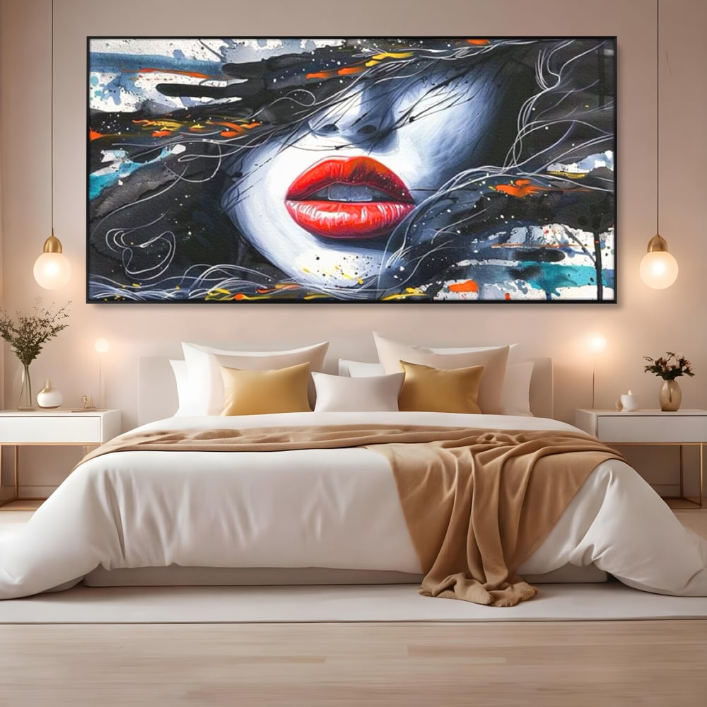 Tablou Canvas Premium LuxCanva® G1002, Mister In Culori , Buze, Rosii, Dramatism, Abstract, Frumusete, Haos, Living, Dormitor, Culori vibrante