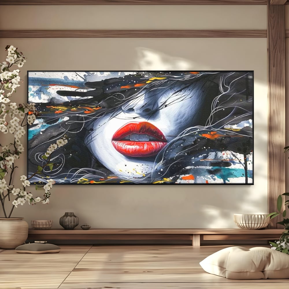 Tablou Canvas Premium LuxCanva® G1002, Mister In Culori , Buze, Rosii, Dramatism, Abstract, Frumusete, Haos, Living, Dormitor, Culori vibrante