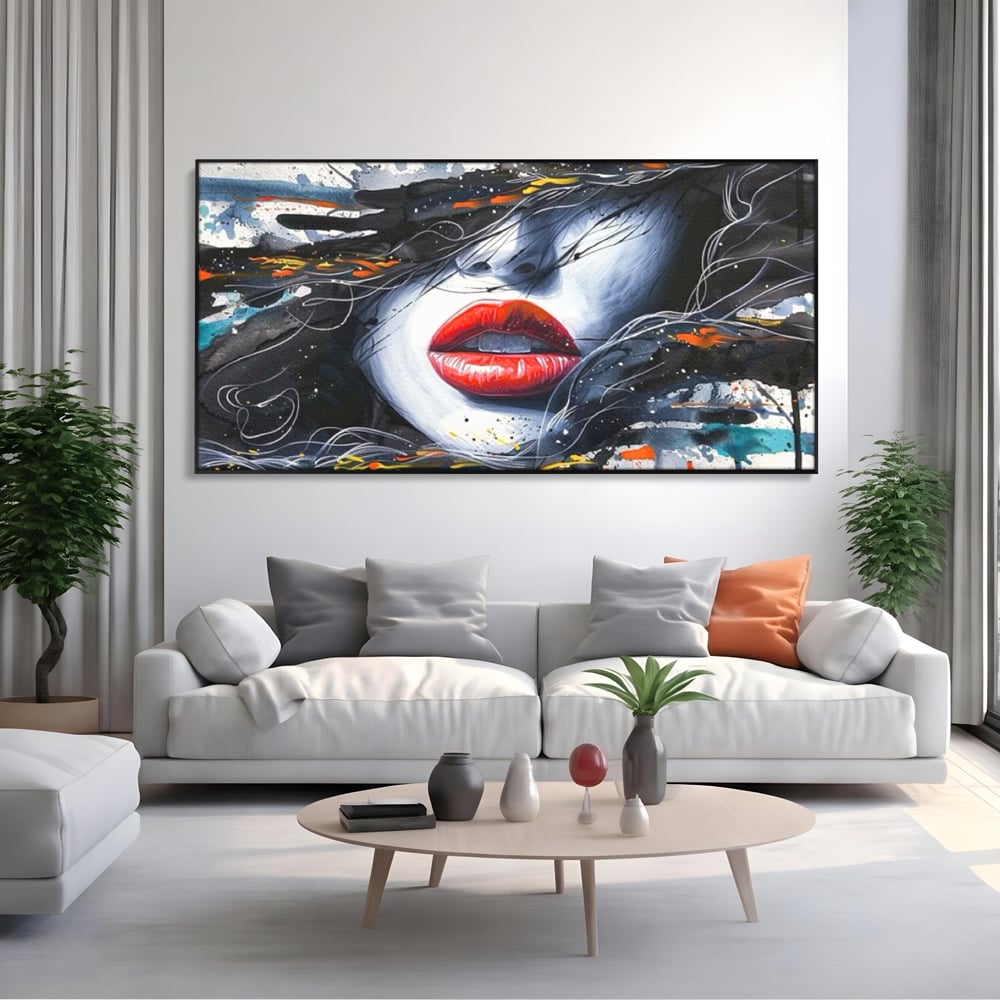 Tablou Canvas Premium LuxCanva® G1002, Mister In Culori , Buze, Rosii, Dramatism, Abstract, Frumusete, Haos, Living, Dormitor, Culori vibrante