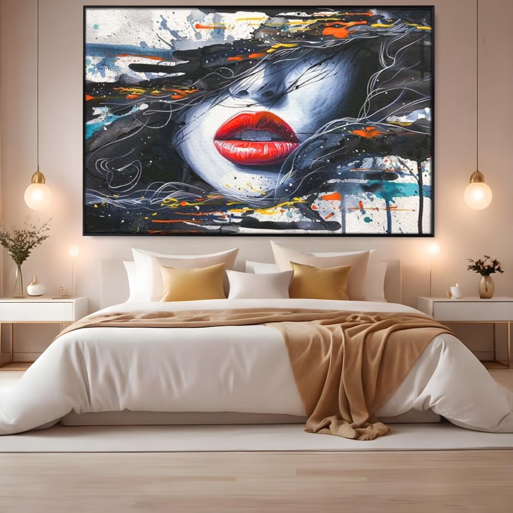 Tablou Canvas Premium LuxCanva® G1002, Mister In Culori , Buze, Rosii, Dramatism, Abstract, Frumusete, Haos, Living, Dormitor, Culori vibrante