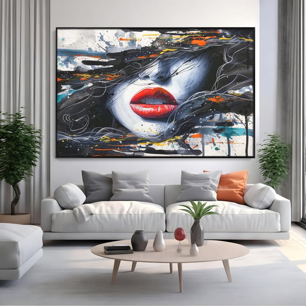 Tablou Canvas Premium LuxCanva® G1002, Mister In Culori , Buze, Rosii, Dramatism, Abstract, Frumusete, Haos, Living, Dormitor, Culori vibrante