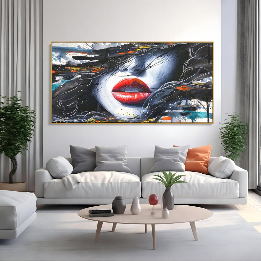 Tablou Canvas Premium LuxCanva® G1002, Mister In Culori , Buze, Rosii, Dramatism, Abstract, Frumusete, Haos, Living, Dormitor, Culori vibrante