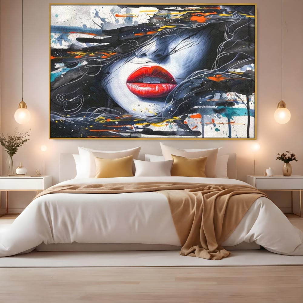 Tablou Canvas Premium LuxCanva® G1002, Mister In Culori , Buze, Rosii, Dramatism, Abstract, Frumusete, Haos, Living, Dormitor, Culori vibrante