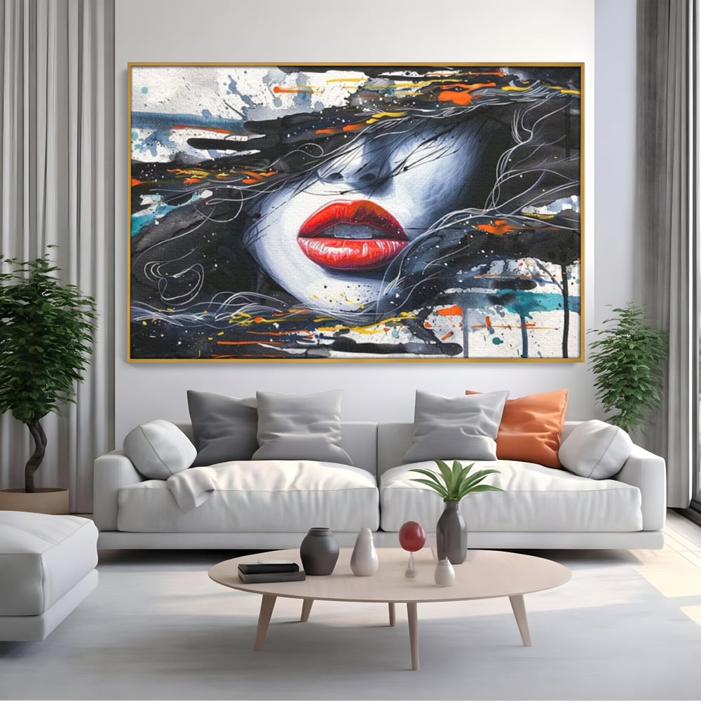 Tablou Canvas Premium LuxCanva® G1002, Mister In Culori , Buze, Rosii, Dramatism, Abstract, Frumusete, Haos, Living, Dormitor, Culori vibrante