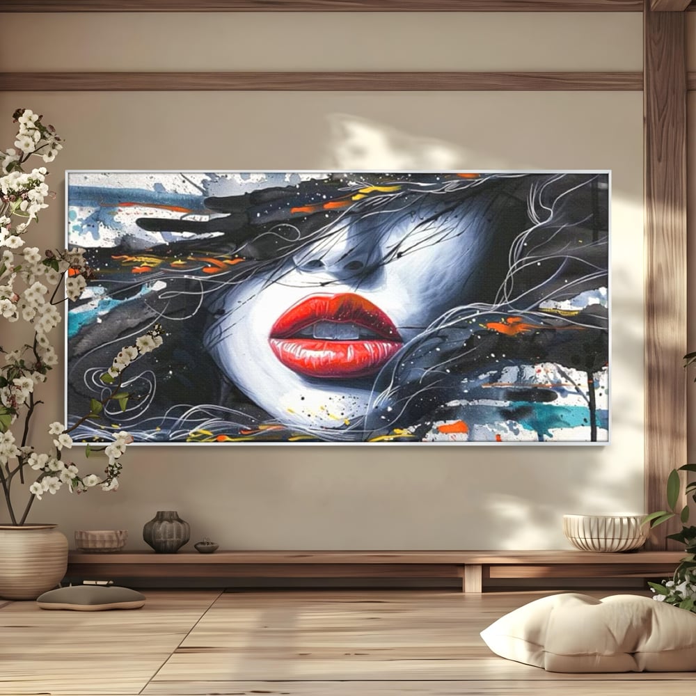Tablou Canvas Premium LuxCanva® G1002, Mister In Culori , Buze, Rosii, Dramatism, Abstract, Frumusete, Haos, Living, Dormitor, Culori vibrante