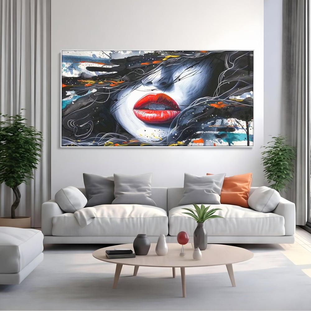 Tablou Canvas Premium LuxCanva® G1002, Mister In Culori , Buze, Rosii, Dramatism, Abstract, Frumusete, Haos, Living, Dormitor, Culori vibrante