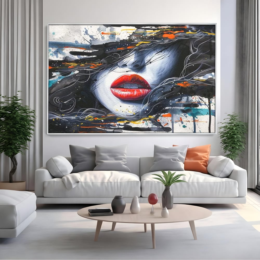 Tablou Canvas Premium LuxCanva® G1002, Mister In Culori , Buze, Rosii, Dramatism, Abstract, Frumusete, Haos, Living, Dormitor, Culori vibrante