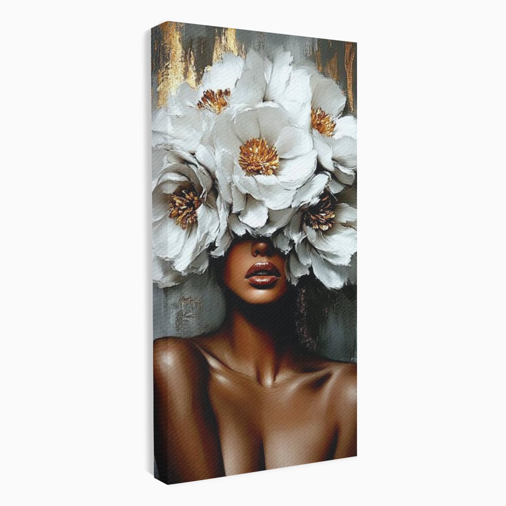 Tablou Canvas Premium LuxCanva® G1003, Regina Florilor , Eleganta, Piele, Stralucitoare, Textura, Senzualitate, Portret, Living, Dormitor, Culori vibrante